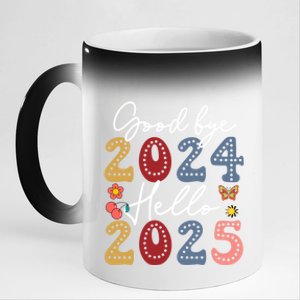 Goodbye 2024 Hello 2025 Merry Christmas Happy New Year 2025 Cute Gift 11oz Black Color Changing Mug