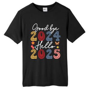 Goodbye 2024 Hello 2025 Merry Christmas Happy New Year 2025 Cute Gift Tall Fusion ChromaSoft Performance T-Shirt