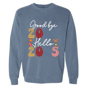 Goodbye 2024 Hello 2025 Merry Christmas Happy New Year 2025 Cute Gift Garment-Dyed Sweatshirt