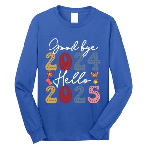 Goodbye 2024 Hello 2025 Merry Christmas Happy New Year 2025 Cute Gift Long Sleeve Shirt