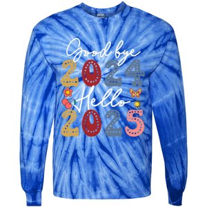 Goodbye 2024 Hello 2025 Merry Christmas Happy New Year 2025 Cute Gift Tie-Dye Long Sleeve Shirt