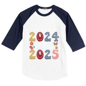 Goodbye 2024 Hello 2025 Merry Christmas Happy New Year 2025 Cute Gift Baseball Sleeve Shirt