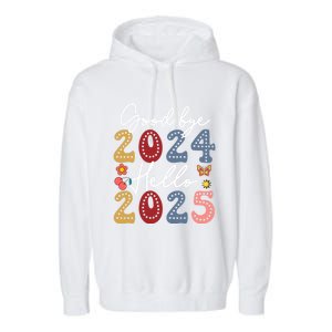 Goodbye 2024 Hello 2025 Merry Christmas Happy New Year 2025 Cute Gift Garment-Dyed Fleece Hoodie