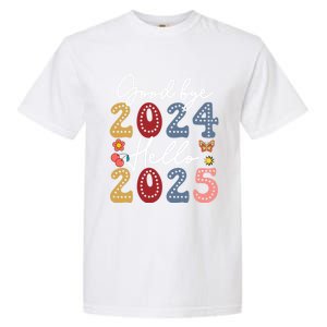 Goodbye 2024 Hello 2025 Merry Christmas Happy New Year 2025 Cute Gift Garment-Dyed Heavyweight T-Shirt