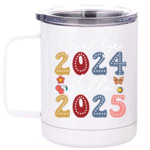 Goodbye 2024 Hello 2025 Merry Christmas Happy New Year 2025 Cute Gift 12 oz Stainless Steel Tumbler Cup