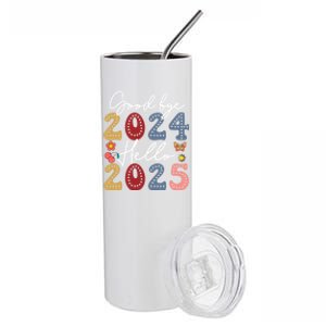 Goodbye 2024 Hello 2025 Merry Christmas Happy New Year 2025 Cute Gift Stainless Steel Tumbler