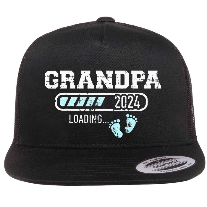 Grandpa 24 Loading For Pregnancy Announcement Flat Bill Trucker Hat