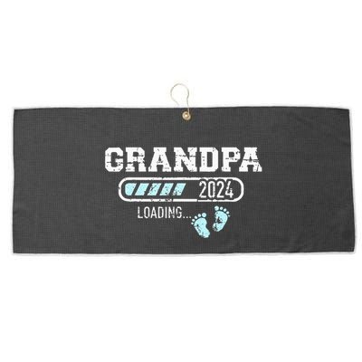 Grandpa 24 Loading For Pregnancy Announcement Large Microfiber Waffle Golf Towel