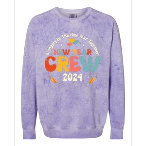 Groovy 2024 New Year's Crew Family Couple Friends Matching Colorblast Crewneck Sweatshirt