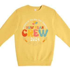 Groovy 2024 New Year's Crew Family Couple Friends Matching Premium Crewneck Sweatshirt