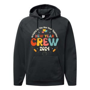 Groovy 2024 New Year's Crew Family Couple Friends Matching Performance Fleece Hoodie