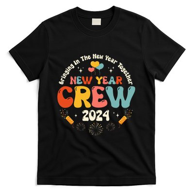 Groovy 2024 New Year's Crew Family Couple Friends Matching T-Shirt