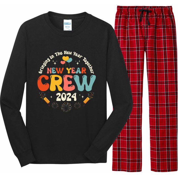 Groovy 2024 New Year's Crew Family Couple Friends Matching Long Sleeve Pajama Set