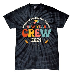 Groovy 2024 New Year's Crew Family Couple Friends Matching Tie-Dye T-Shirt