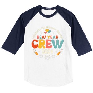 Groovy 2024 New Year's Crew Family Couple Friends Matching Baseball Sleeve Shirt