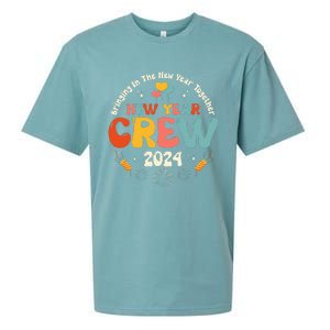 Groovy 2024 New Year's Crew Family Couple Friends Matching Sueded Cloud Jersey T-Shirt