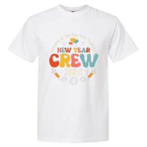 Groovy 2024 New Year's Crew Family Couple Friends Matching Garment-Dyed Heavyweight T-Shirt