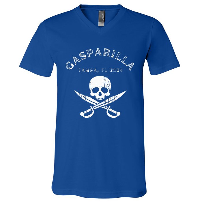 Gasparilla 2024 Pirate Festival Tampa Fl Jolly Roger V-Neck T-Shirt