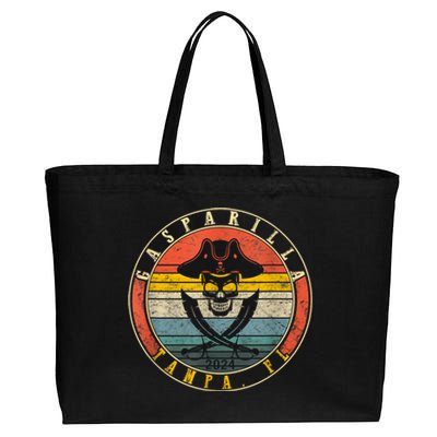 Gasparilla 2024 Pirate Festival Skull Ship Gasparilla Establ Cotton Canvas Jumbo Tote