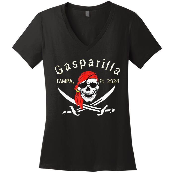 Gasparilla 2024 Pirate Festival Tampa Fl Gasparilla 2024 Women's V-Neck T-Shirt