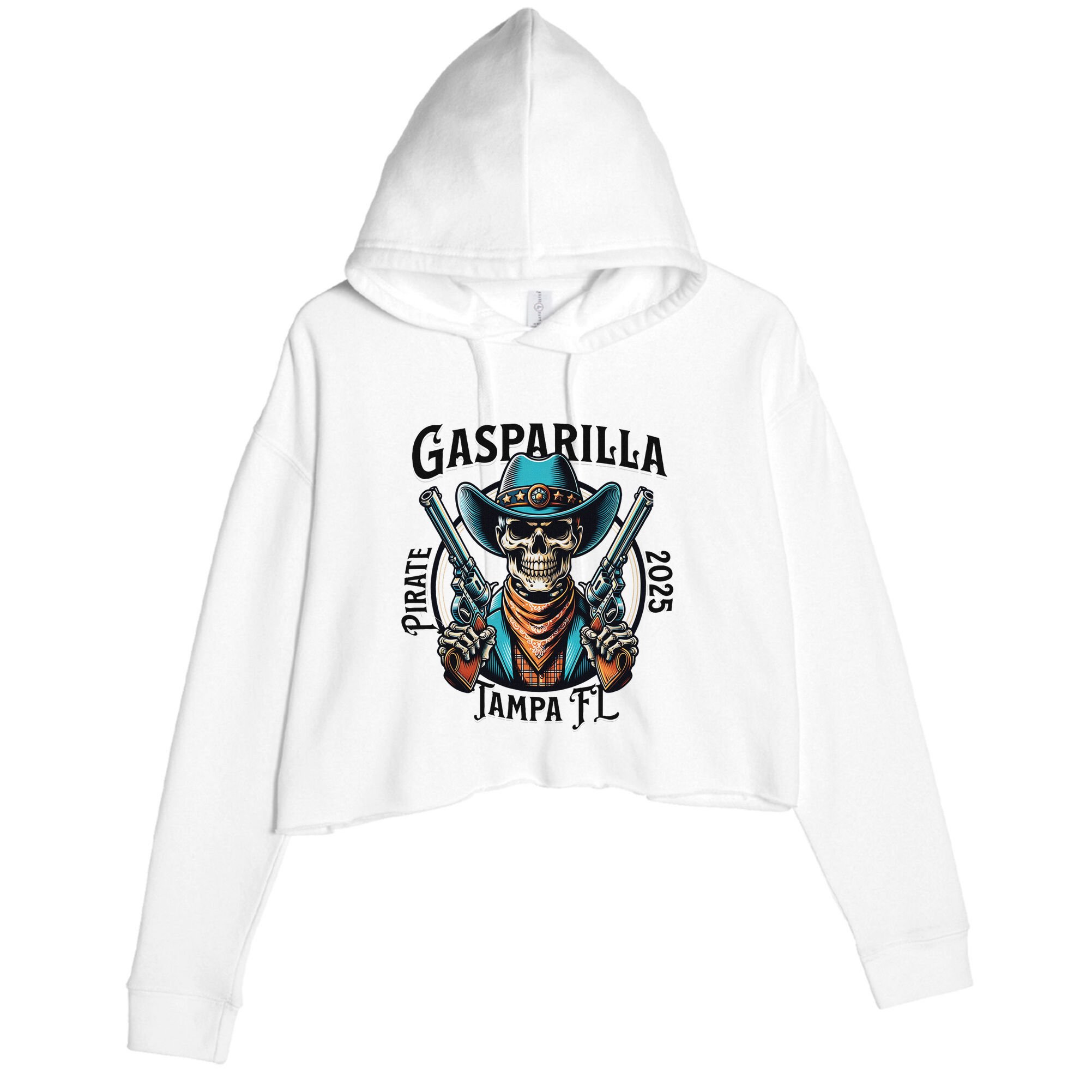 Gasparilla 2025 Pirate Festival Tampa Funny Pirate Skull Crop Fleece Hoodie