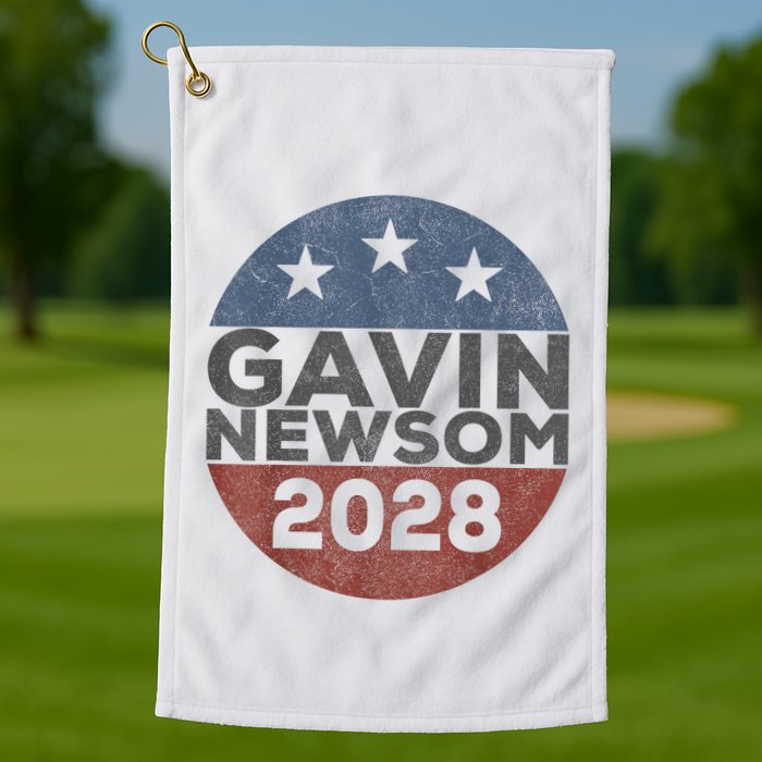Gavin 2028 Retro Gavin Newsom For President 2028 Golf Towel