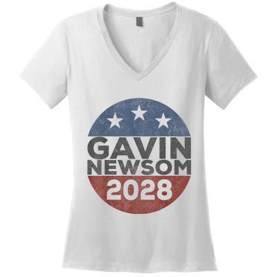 Gavin 2028 Retro Gavin Newsom For President 2028 Women's V-Neck T-Shirt