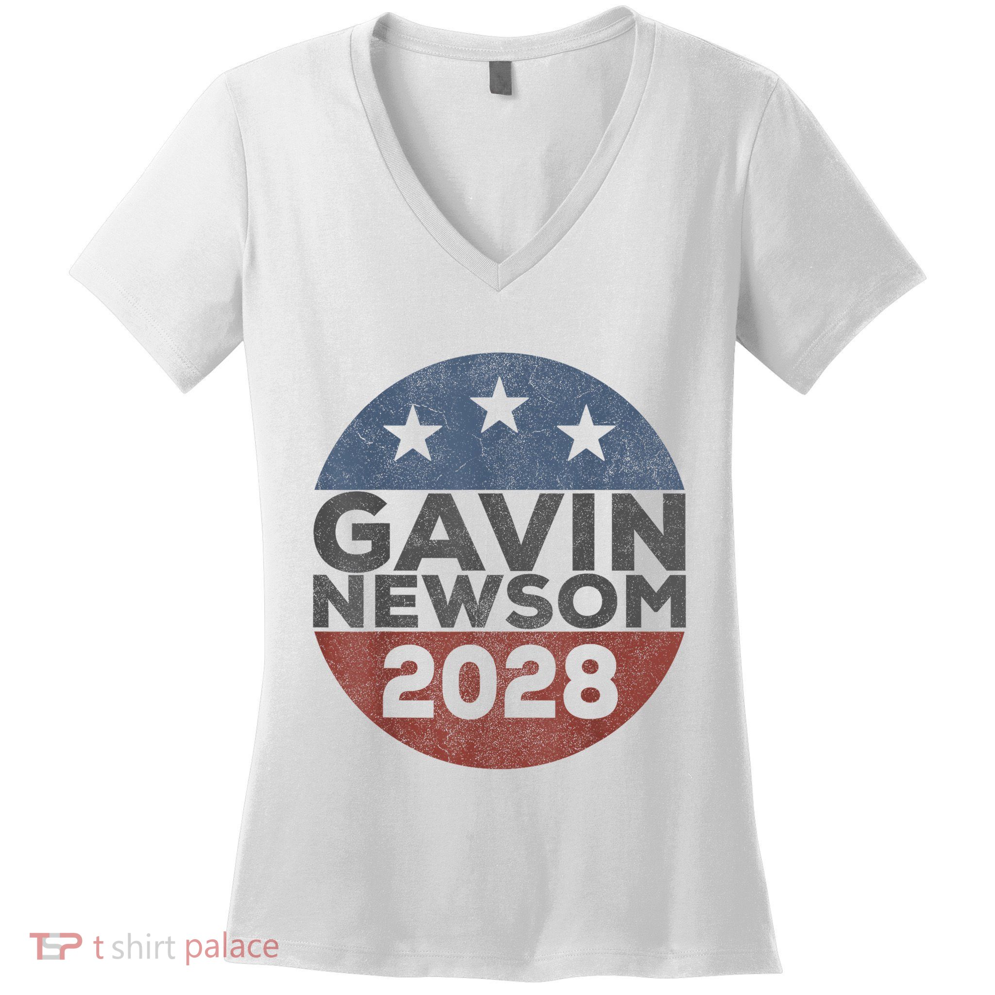 Gavin 2028 Retro Gavin Newsom For President 2028 Women's V-Neck T-Shirt