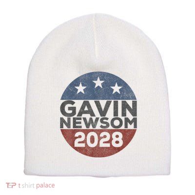 Gavin 2028 Retro Gavin Newsom For President 2028 Short Acrylic Beanie