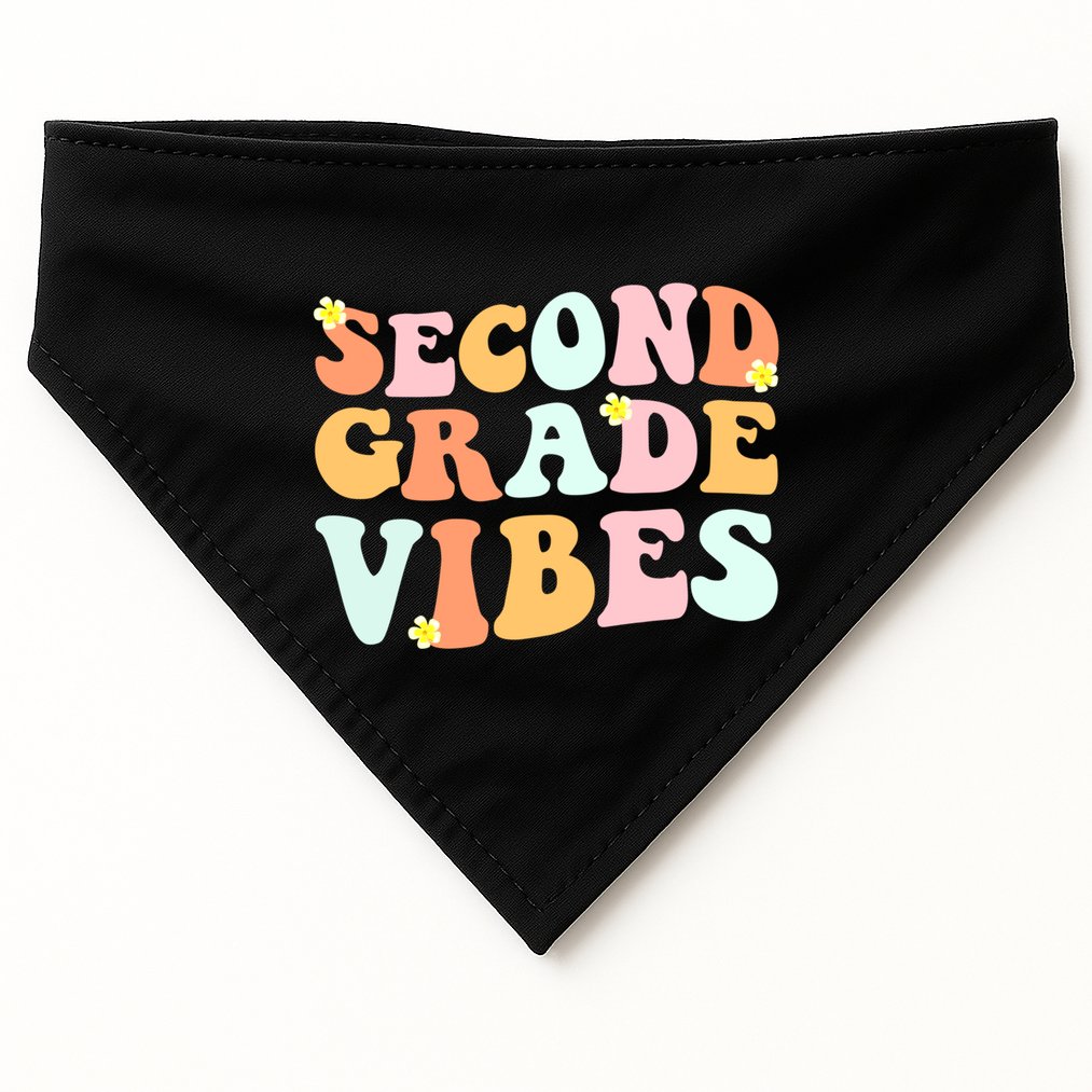 Grade 2 Teachers Students Hippie Second Grade Vibes Gift USA-Made Doggie Bandana