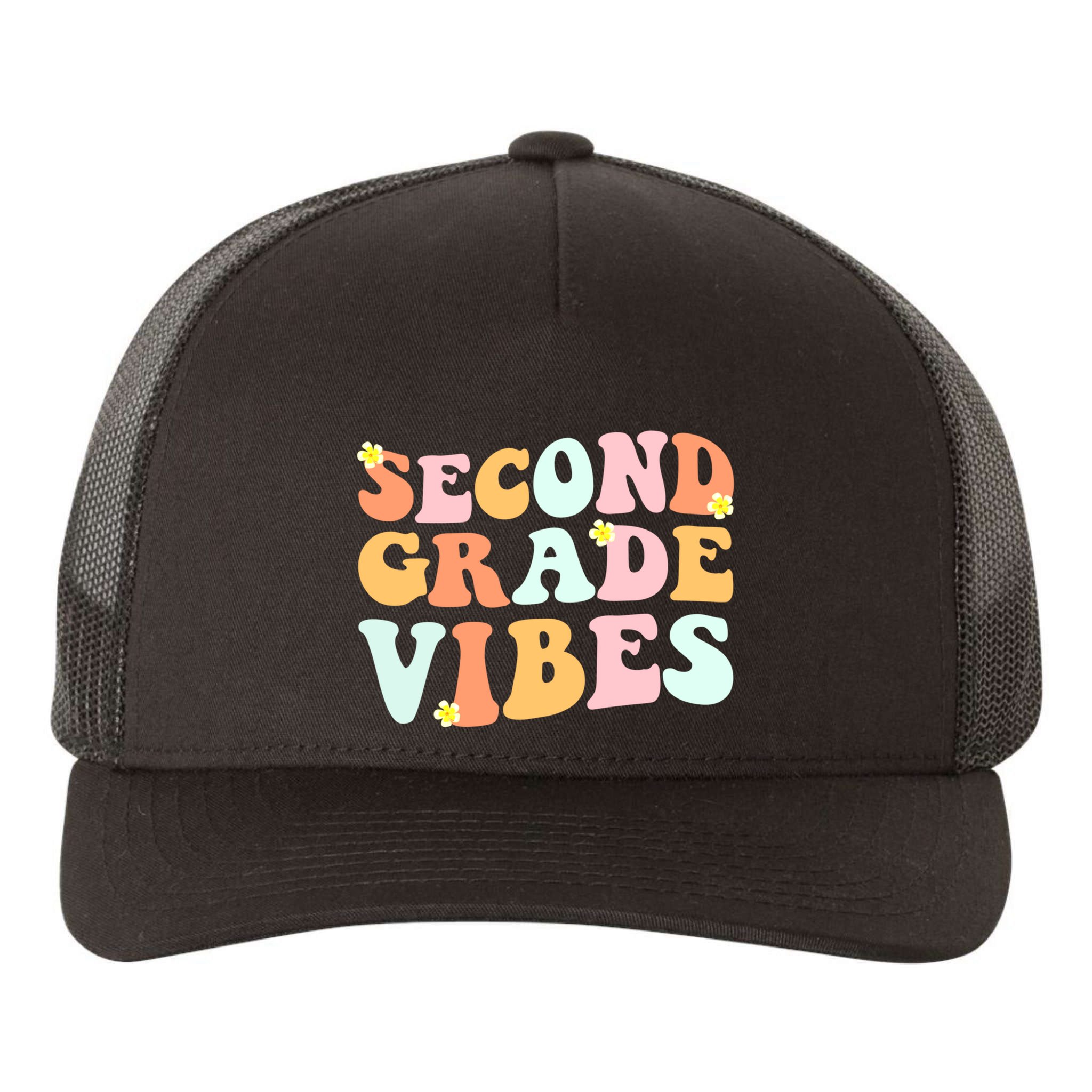 Grade 2 Teachers Students Hippie Second Grade Vibes Gift Yupoong Adult 5-Panel Trucker Hat