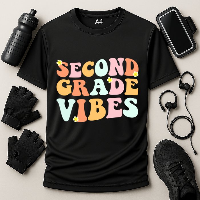 Grade 2 Teachers Students Hippie Second Grade Vibes Gift Cooling Performance Crew T-Shirt