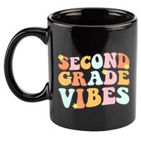 Grade 2 Teachers Students Hippie Second Grade Vibes Gift 11oz C Handle Ceramic Mug