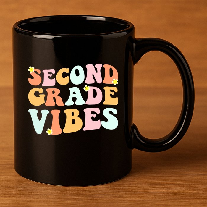 Grade 2 Teachers Students Hippie Second Grade Vibes Gift 11oz C Handle Ceramic Mug