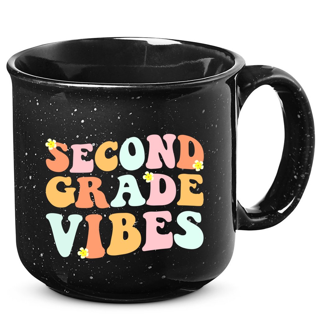 Grade 2 Teachers Students Hippie Second Grade Vibes Gift 15oz Campfire Ceramic Mug