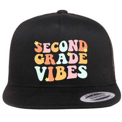 Grade 2 Teachers Students Hippie Second Grade Vibes Gift Flatbill Hat
