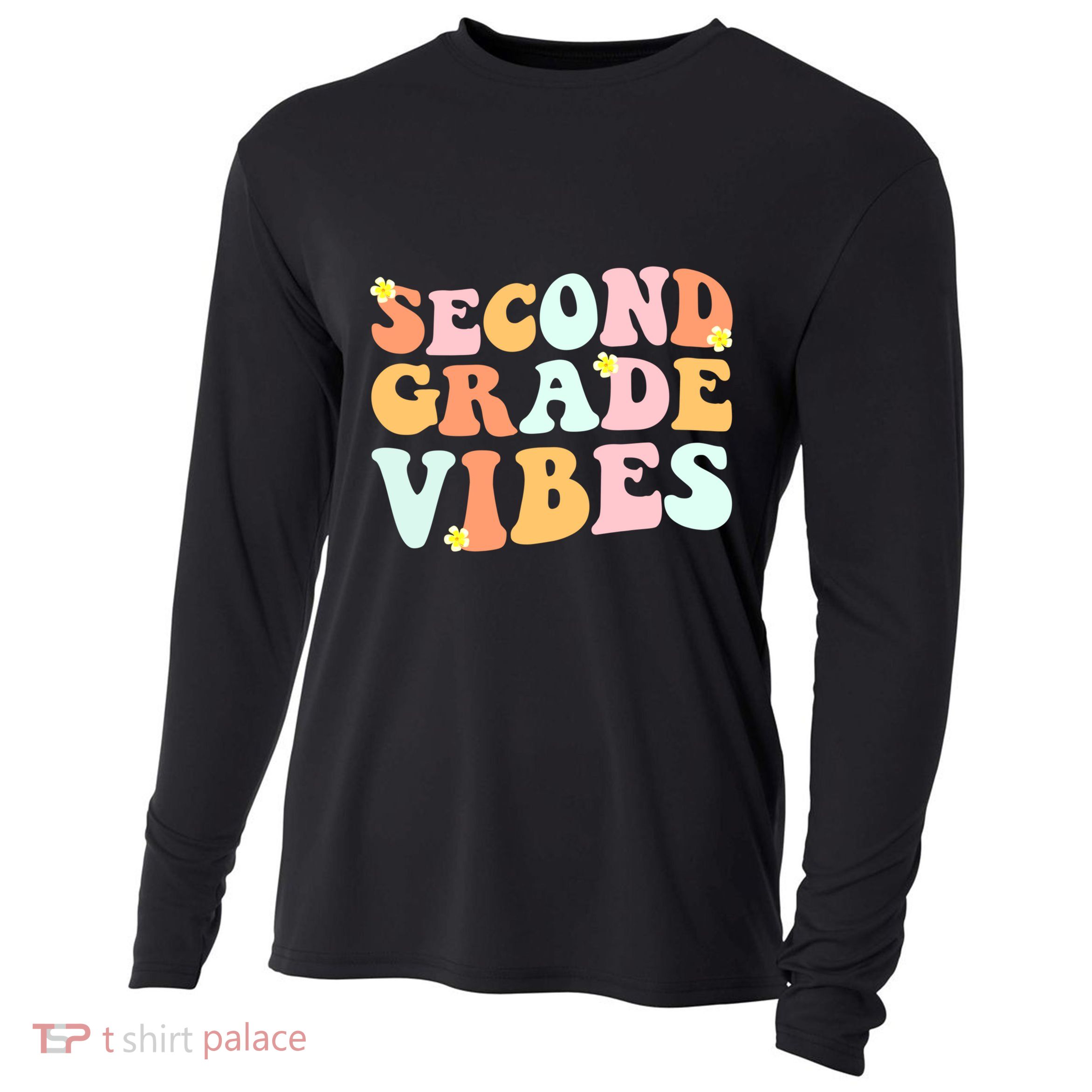 Grade 2 Teachers Students Hippie Second Grade Vibes Gift Cooling Performance Long Sleeve Crew