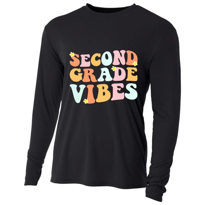 Grade 2 Teachers Students Hippie Second Grade Vibes Gift Cooling Performance Long Sleeve Crew