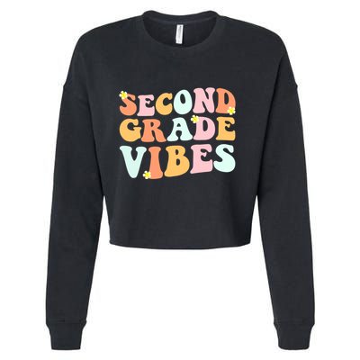 Grade 2 Teachers Students Hippie Second Grade Vibes Gift Cropped Pullover Crew