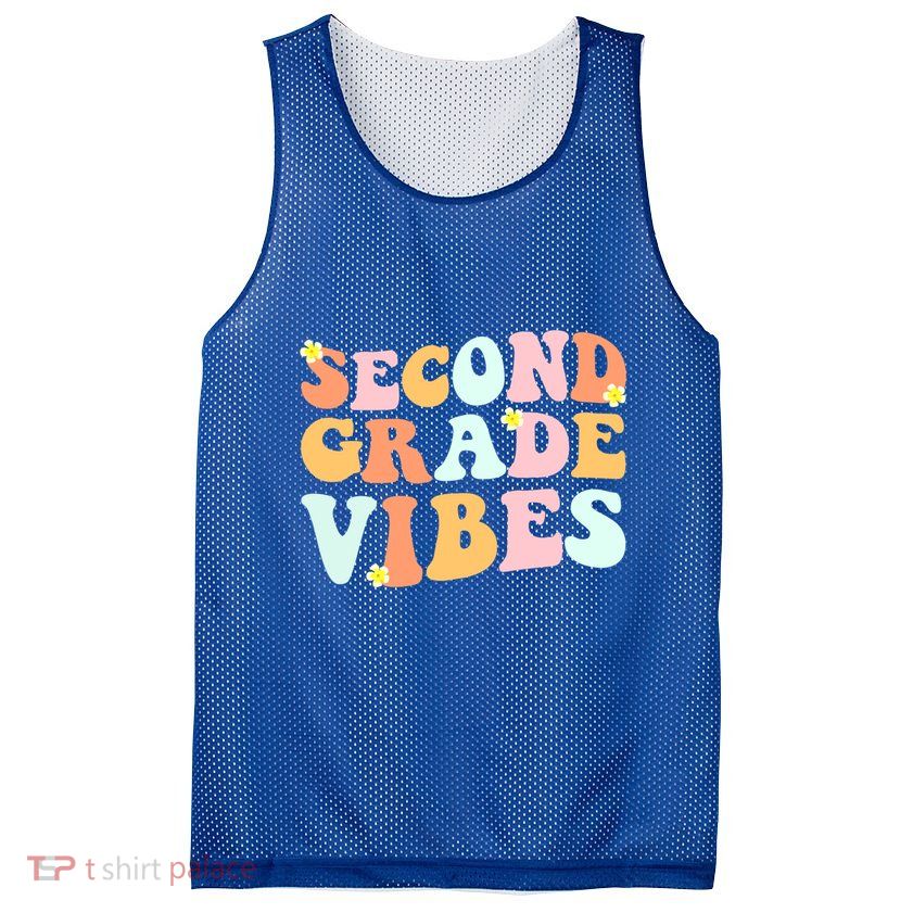 Grade 2 Teachers Students Hippie Second Grade Vibes Gift Mesh Reversible Basketball Jersey Tank