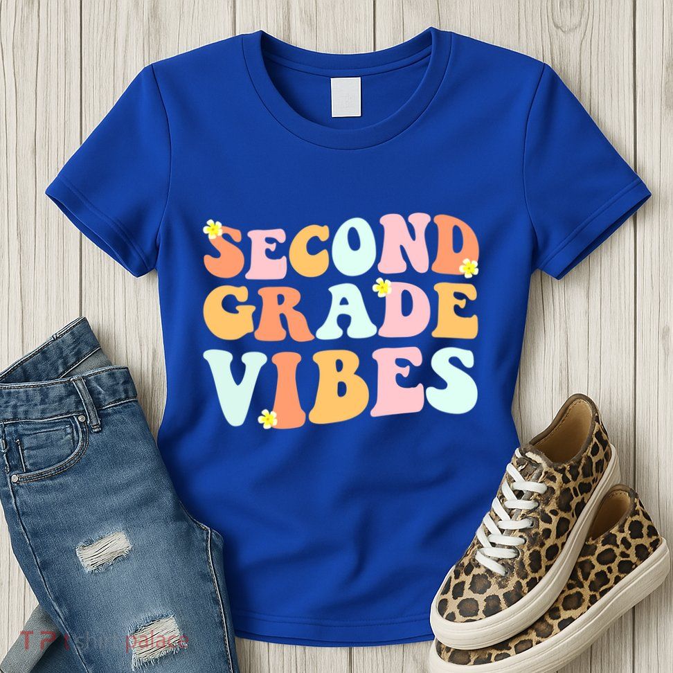 Grade 2 Teachers Students Hippie Second Grade Vibes Gift Womens T-Shirt