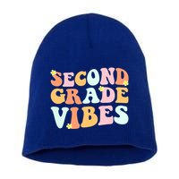 Grade 2 Teachers Students Hippie Second Grade Vibes Gift Short Acrylic Beanie