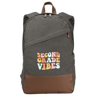 Grade 2 Teachers Students Hippie Second Grade Vibes Gift Cotton Canvas Backpack