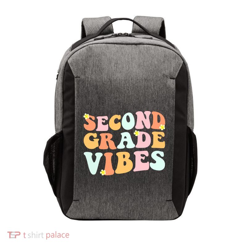 Grade 2 Teachers Students Hippie Second Grade Vibes Gift Vector Backpack
