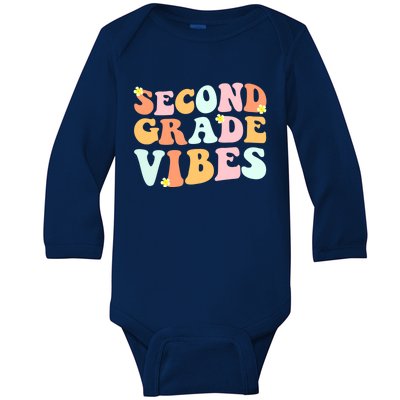 Grade 2 Teachers Students Hippie Second Grade Vibes Gift Baby Long Sleeve Bodysuit