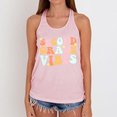 Grade 2 Teachers Students Hippie Second Grade Vibes Gift Women's Knotted Racerback Tank