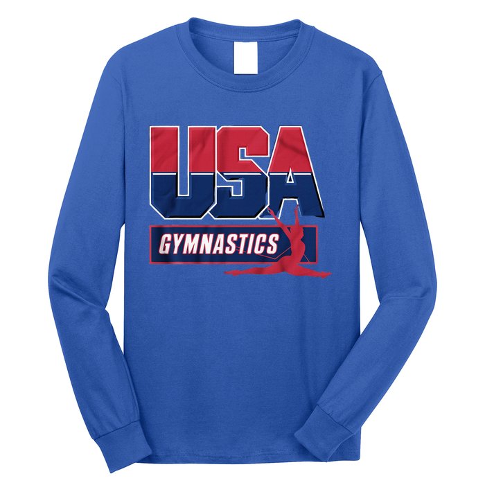 Gymnastics 2024 Us Flag Patriotic American Sports Fan Usa Long Sleeve Shirt