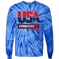 Gymnastics 2024 Us Flag Patriotic American Sports Fan Usa Tie-Dye Long Sleeve Shirt