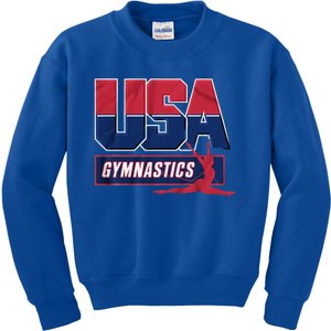 Gymnastics 2024 Us Flag Patriotic American Sports Fan Usa Kids Sweatshirt