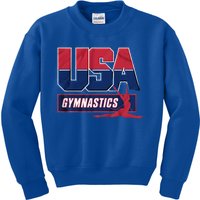 Gymnastics 2024 Us Flag Patriotic American Sports Fan Usa Kids Sweatshirt